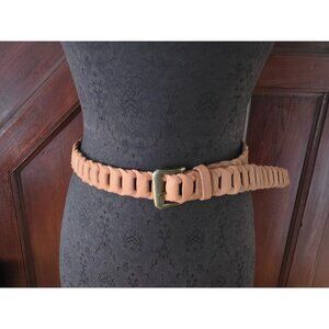 Vintage Braided Leather Belt M/L Genuine Leather Made In Italy With Brass Buckle